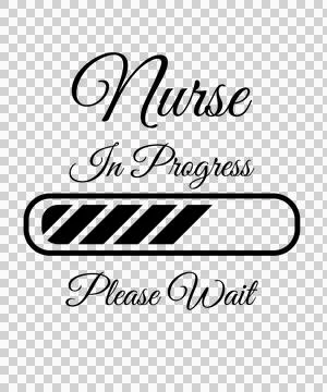 Nurse In Progress Text With A Striped Loading and icons bar Stock Illustration