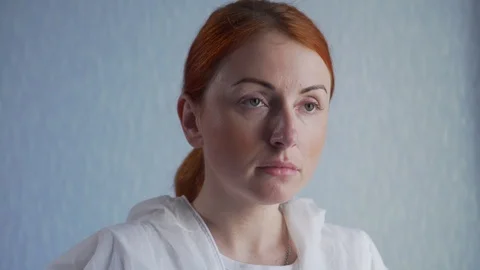 The nurse puts on a protective mask. Stock Footage 128254654