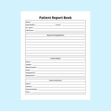 Nurse report notebook KDP interior. Doctor and medical essentials notebook .. Stock Illustration