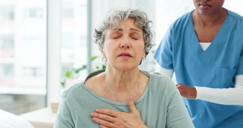 A woman suffers from chest pain. On exam, Stock Video