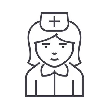 Nurse sign vector line icon, sign, illustration on background, editable strok Illustrazione stock