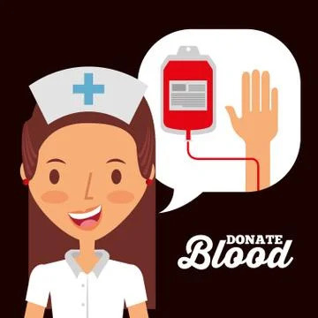 Nurse speech bubble with iv bag donate blood invitation card Stock-Illustration
