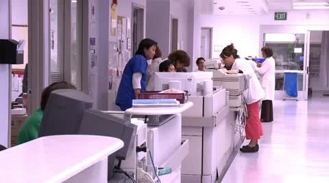 Nurse Station Activity Stock Footage 10903155