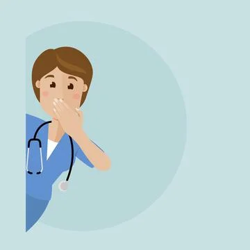 The nurse is surprised, discouraged. Vector flat illustration. Stock Illustration