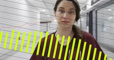 Nurse tapping device in hospital corridor, checking data, causing animated Stock Footage 334176243