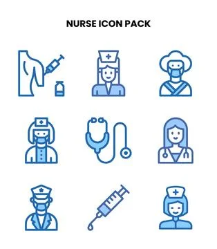 Nurse Two Colour Vector Icons Pack Stock Illustration