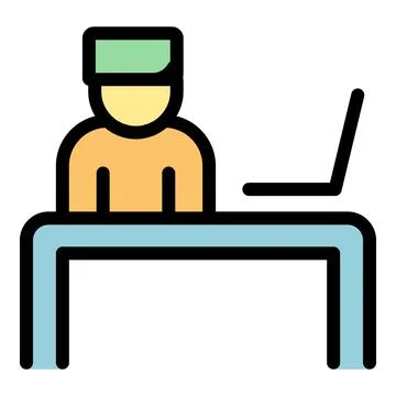 Nurse using laptop at desk working remotely in healthcare industry Stock Illustration