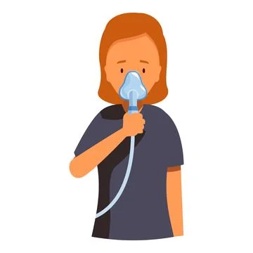 Nurse using an oxygen mask performing respiratory therapy 스톡 일러스트
