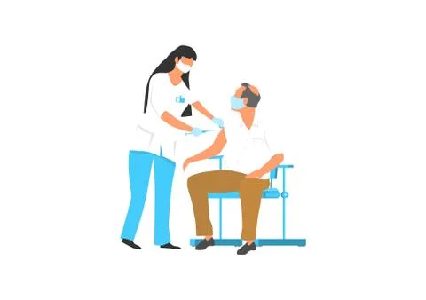 The nurse vaccinates the man Stock Illustration