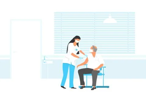The nurse vaccinates the man Stock Illustration
