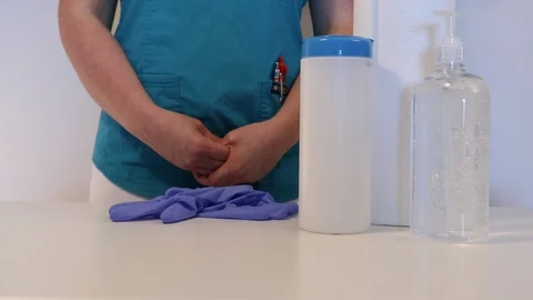 Nurse Working on Front Lines to Disinfect Prevent Virus Spreading Stock Footage 126787448