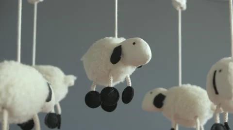Nursery Crib Mobile spinning, Close-Up Stock-Footage 47199855