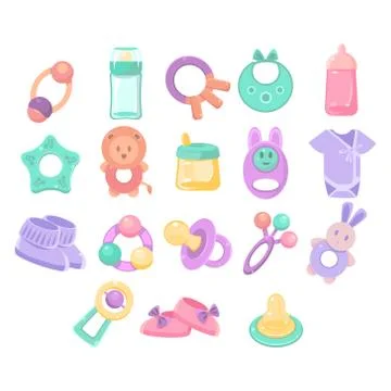 Nursery Objects Collection Stock Illustration