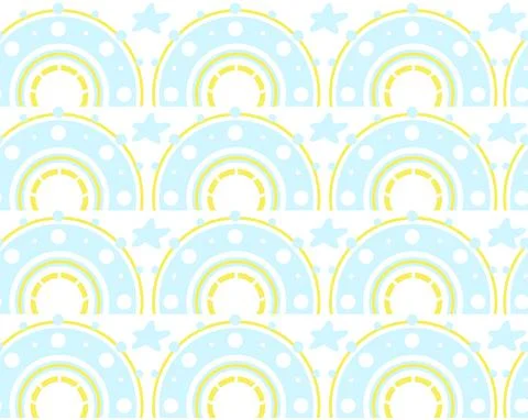 Nursery rainbow seamless pattern wallpaper background template fabric design  Stock Illustration