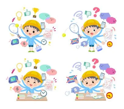 Nursery school boy mulch task Stock Illustration
