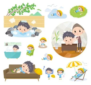 Nursery school boy relax Stock Illustration