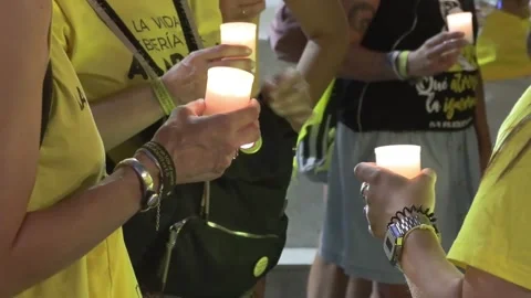 The nursery school platform continues its protests in a night march, Madrid, ES  Stock Footage 340361819