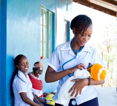 Nurses and Doctors working in busy clinic, Kenya, Africa. Stock Photos