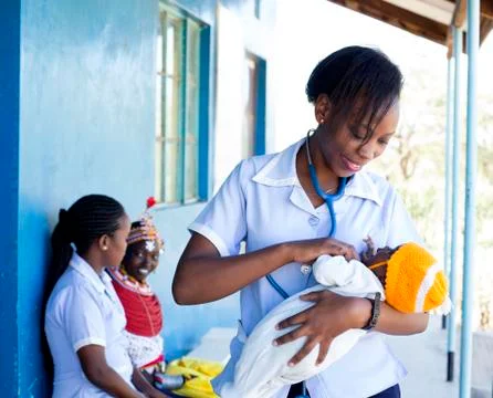 Nurses and Doctors working in busy clinic, Kenya, Africa. Stock Photos