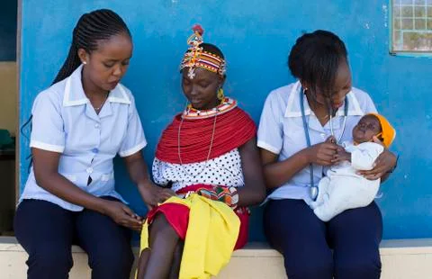 Nurses and Doctors working in busy clinic, Kenya, Africa. Stock Photos