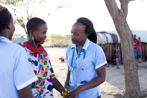 Nurses and Doctors working in busy clinic, Kenya, Africa. Stock Photos