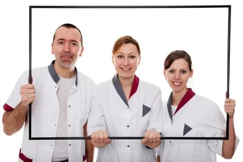 Nurses are looking through a frame Stock Photos