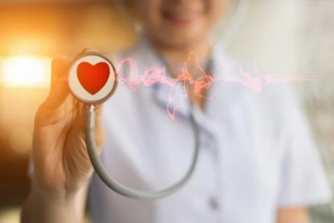 Nurses are using stethoscope heart Foto stock
