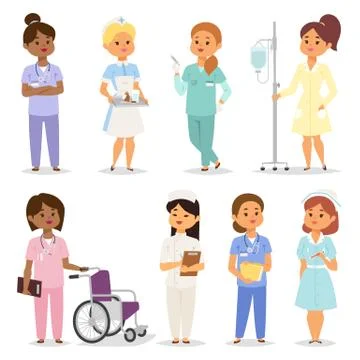 Nurses character vector set Stock Illustration