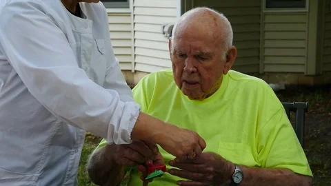 Nurses helping patients during occupational therapy Stock Footage 77375199