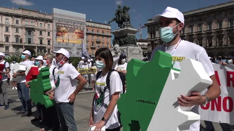Nurses protest for better conditions, Covid-19 coronavirus aftermath Italy Stock Footage 134949741