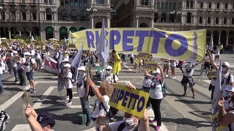 Nurses protest for better conditions in Milan, Italy Stock Footage 134948611