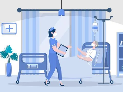 Nursing helping vector flat illustration Stock Illustration