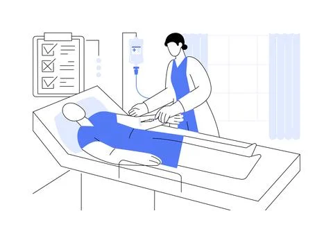 Nursing procedures and practice isolated cartoon vector illustrations. Ilustración de archivo