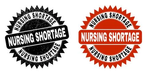 NURSING SHORTAGE Black Rosette Stamp Seal with Unclean Texture Illustrazione stock