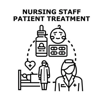 Nursing staff providing comprehensive patient care and medical treatment Stock Illustration