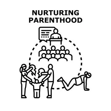 Nurturing parenthood concept vector black icon Stock Illustration