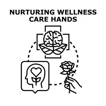 Nurturing wellness care hands concept illustration Stock Illustration