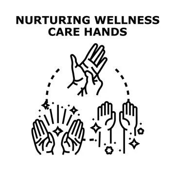 Nurturing wellness care hands concept illustration Stock Illustration