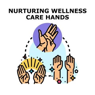 Nurturing wellness care hands concept illustration Stock Illustration