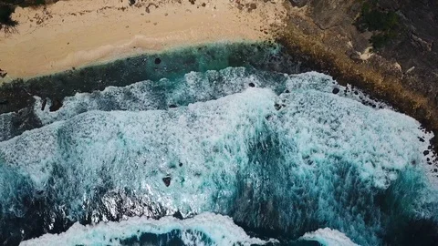 Nusa Penida - beach from above. 4k Aerial drone shot Stock Footage 100712331