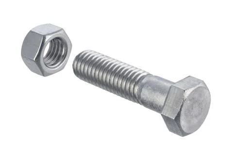 Nut and bolt with a clipping path Stock Photos