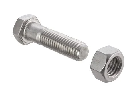 Nut and bolt with a clipping path Stock Photos