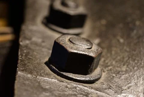 Nut and bolt close up with shallow Dof Stock Photos