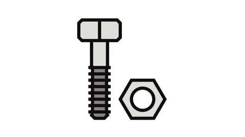 Nut and bolt tool work color icon animation Stock Footage 326098665