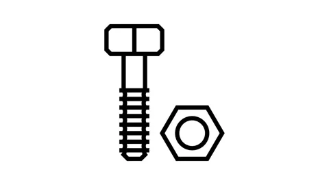 Nut and bolt tool work line icon animation Stock Footage 326135072