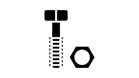 Nut and bolt tool work glyph icon animation Stock Footage 326156869