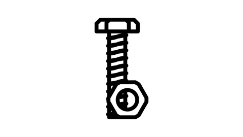 Nut and bolt tool work line icon animation Stock Footage 326762965