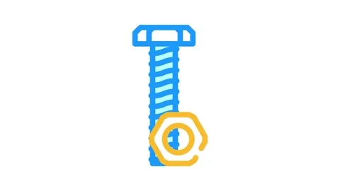 Nut and bolt tool work color icon animation Stock Footage 327269200