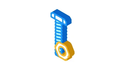 Nut and bolt tool work isometric icon animation Stock Footage 327291980