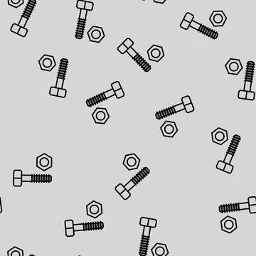 Nut and bolt tool work vector seamless pattern Stock Illustration